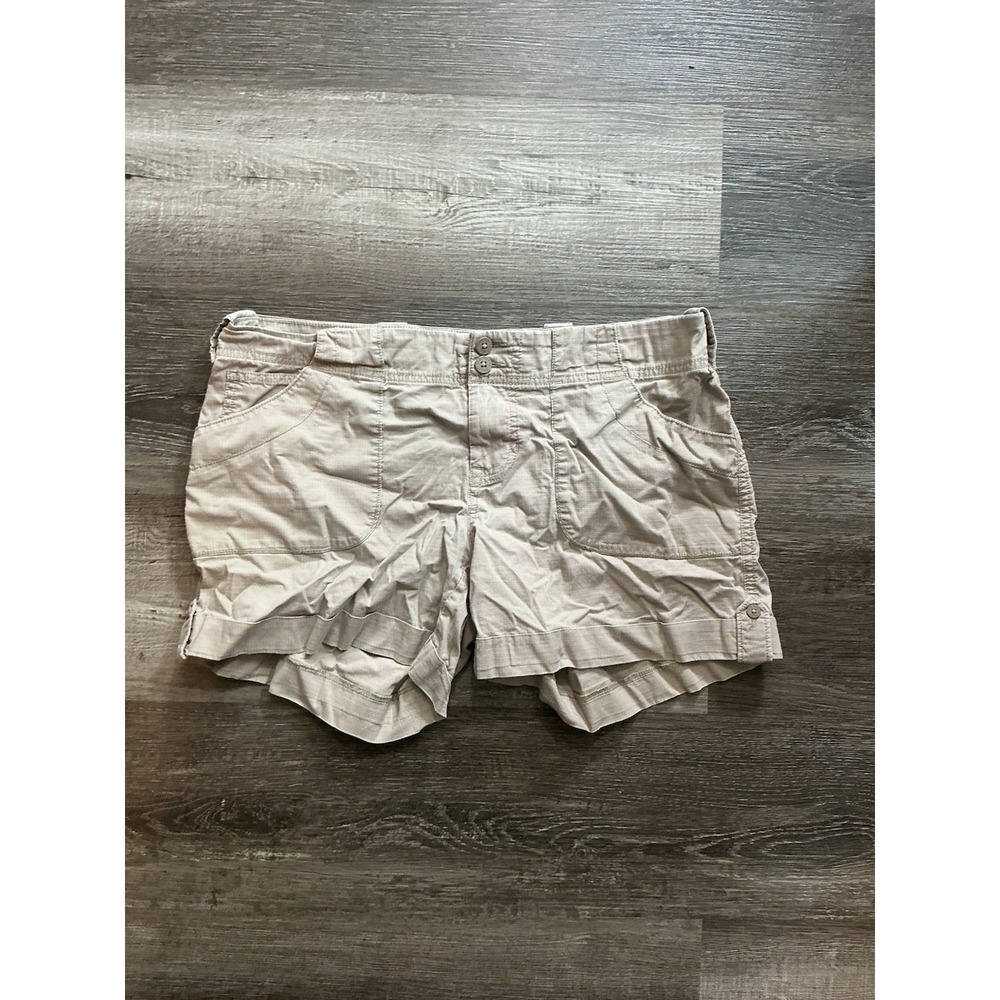The North Face Womens Khaki Cargo Hiking Shorts Size 10 Tan Outdoor Utility